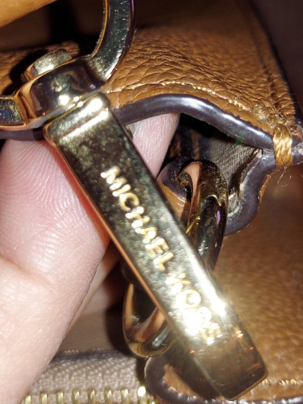 Michael Kors Tan Pebbled Leather Satchel with Crossbody Strap